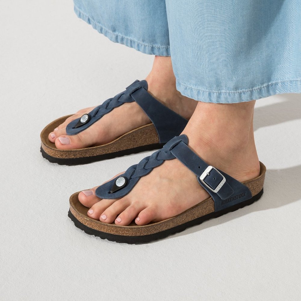 Birkenstock Navy Braided Toe-Post Sandals